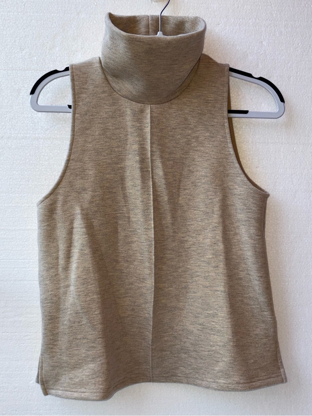NWT OGL Move Sleeveless Turtleneck Knit Top Beige Minimalist Size Small - Picture 7 of 14